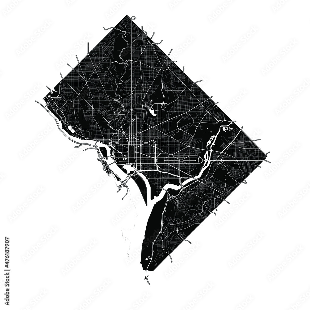 Washington, D.C., United States, Black and White high resolution vector