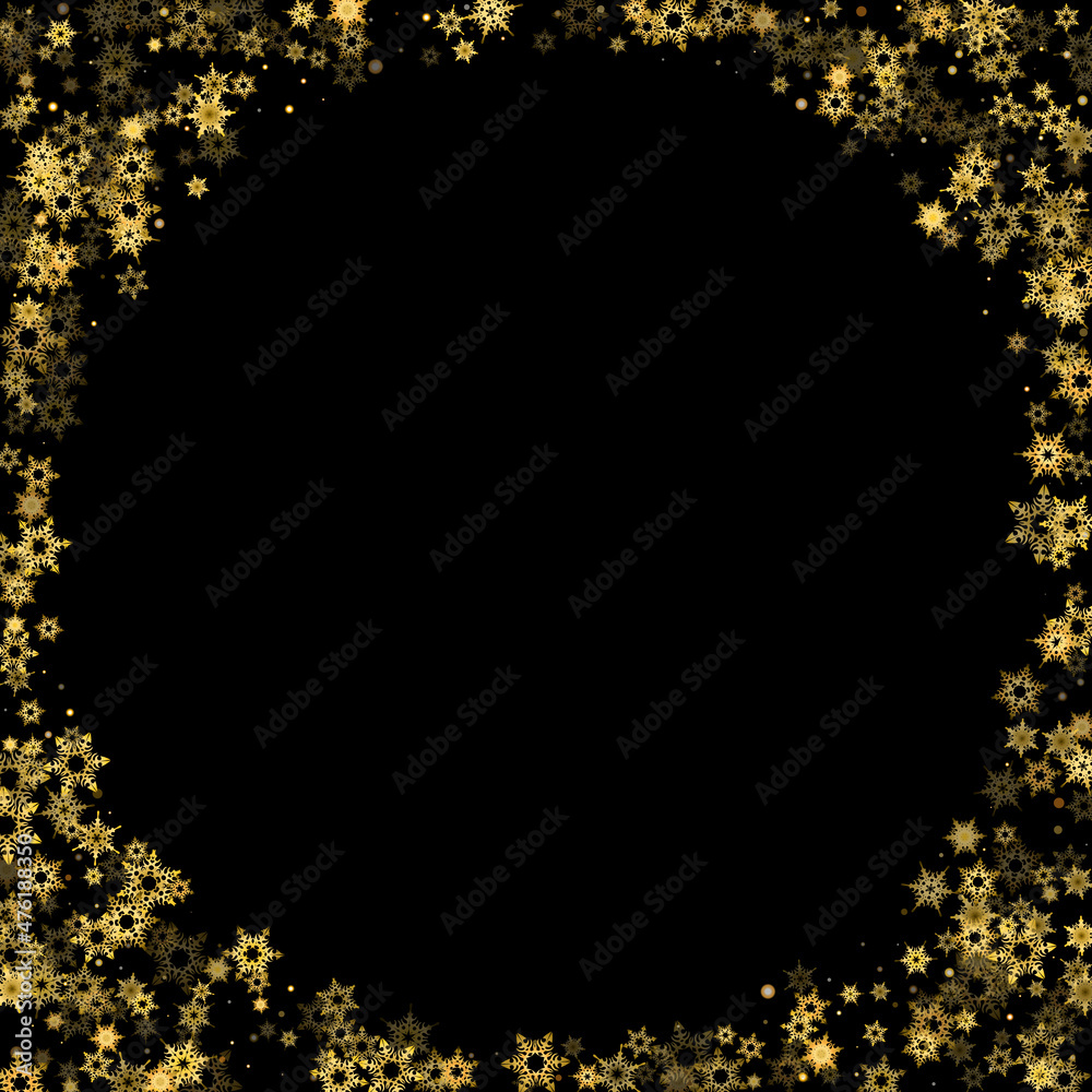 Falling Snow flakes golden pattern Holiday Vector Falling Snow flakes golden pattern Holiday Vector