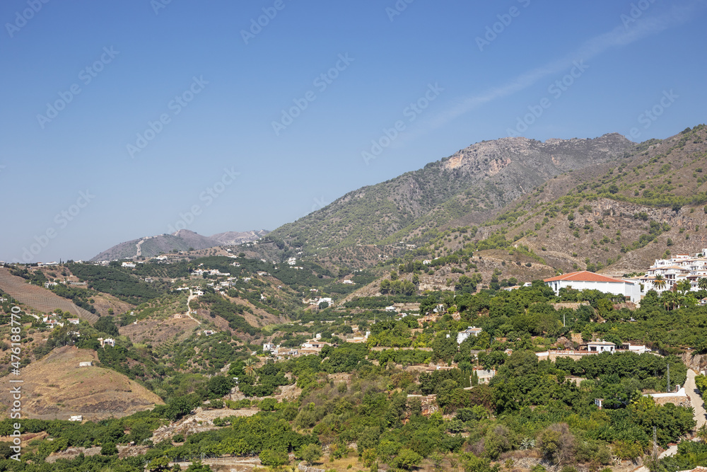 The mountains behind Frigiliana, seen from the entrance of the village