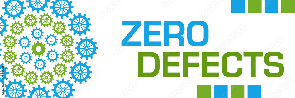 Zero Defects Green Blue Circular Gears Horizontal 