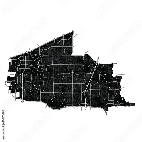 Plano, Texas, United States, Black and White high resolution vector map