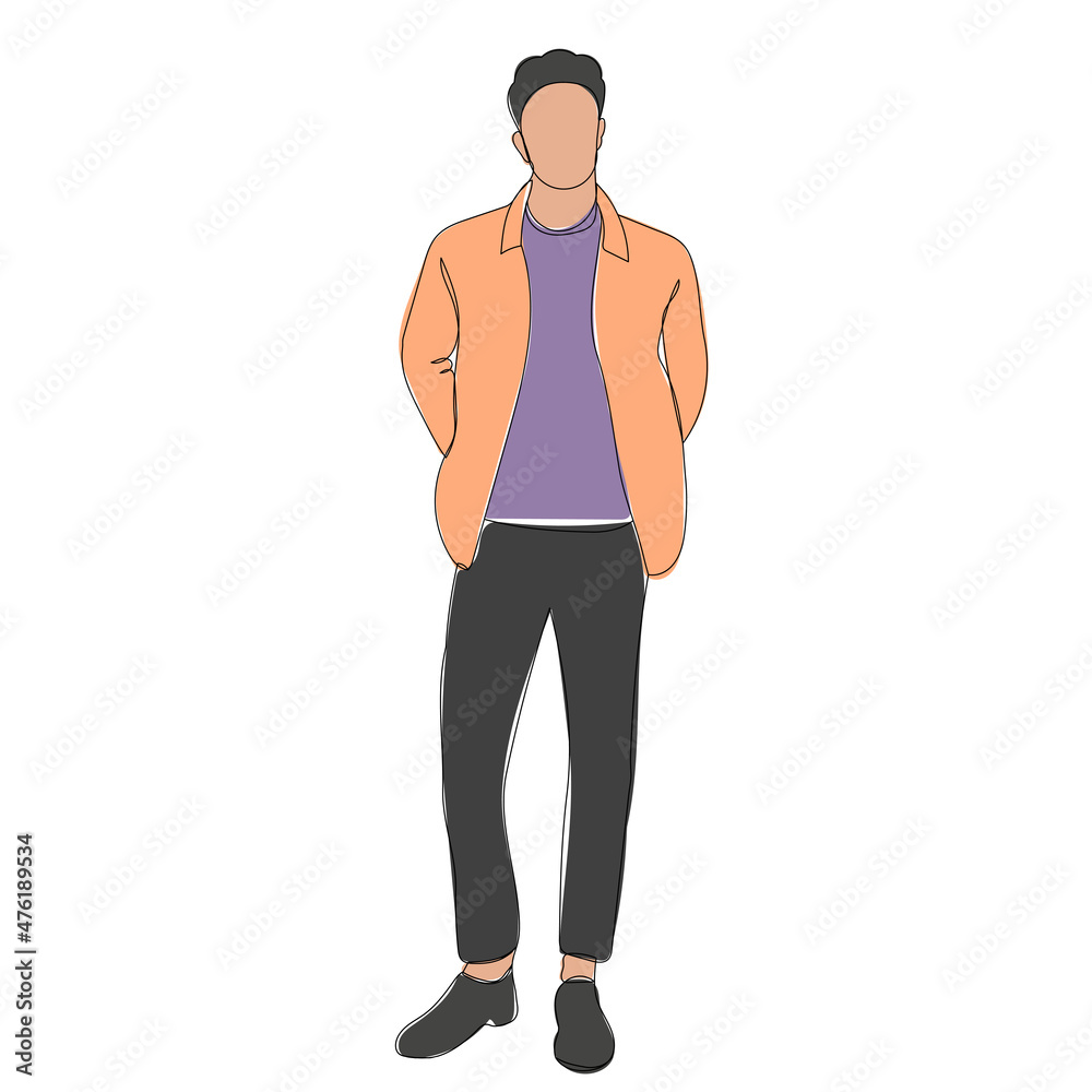 Fototapeta premium man, guy sketch, outline, isolated