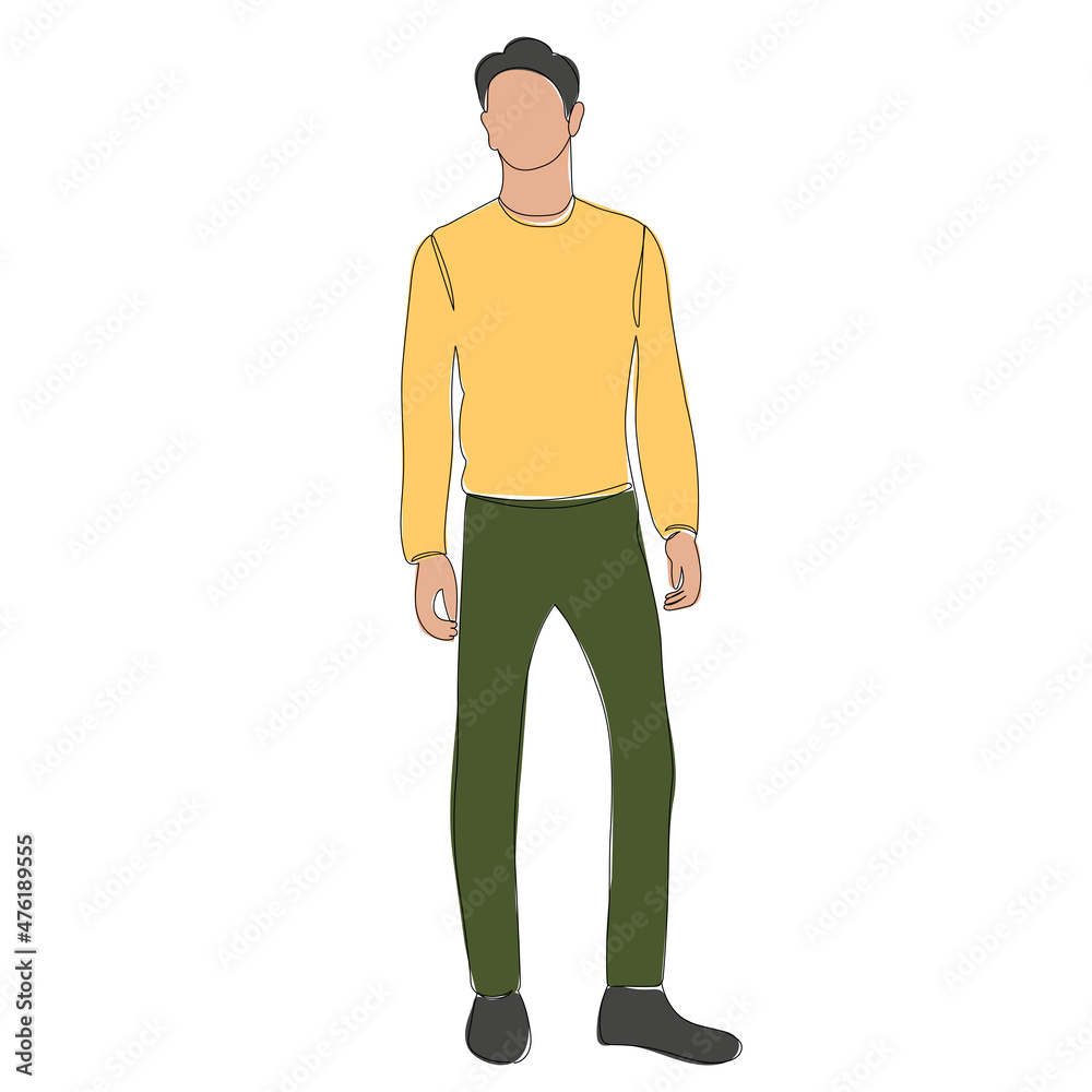 man, guy sketch, outline, vector