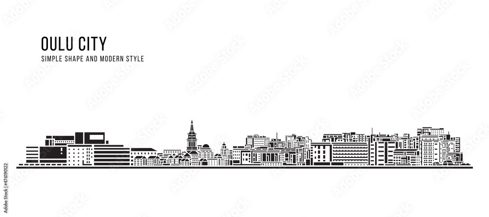Cityscape Building Abstract Simple shape and modern style art Vector design - Oulu city