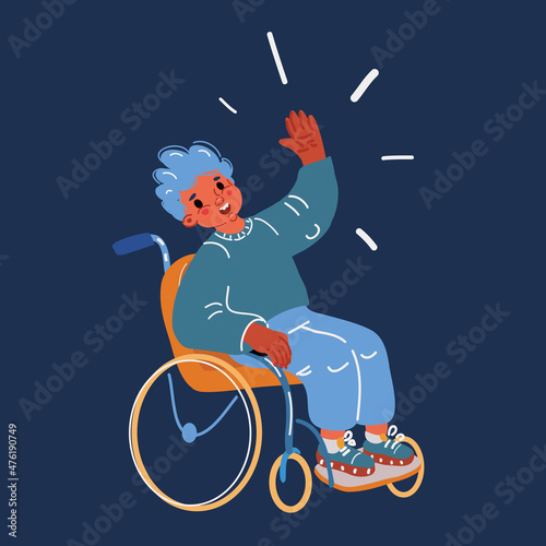 Vector illustration of Little boy in wheelchair