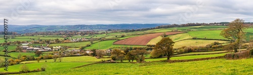 Meadows and Fields over Devon in the colors of fall  England  Europe