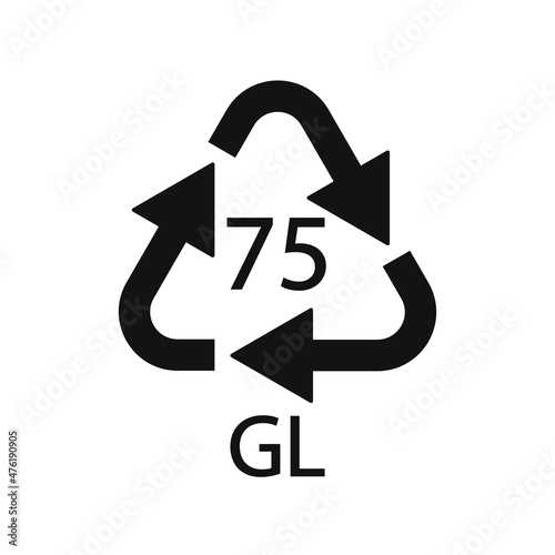 Low Lead Glass. Glass recycling code 75 GL. Vector illustration