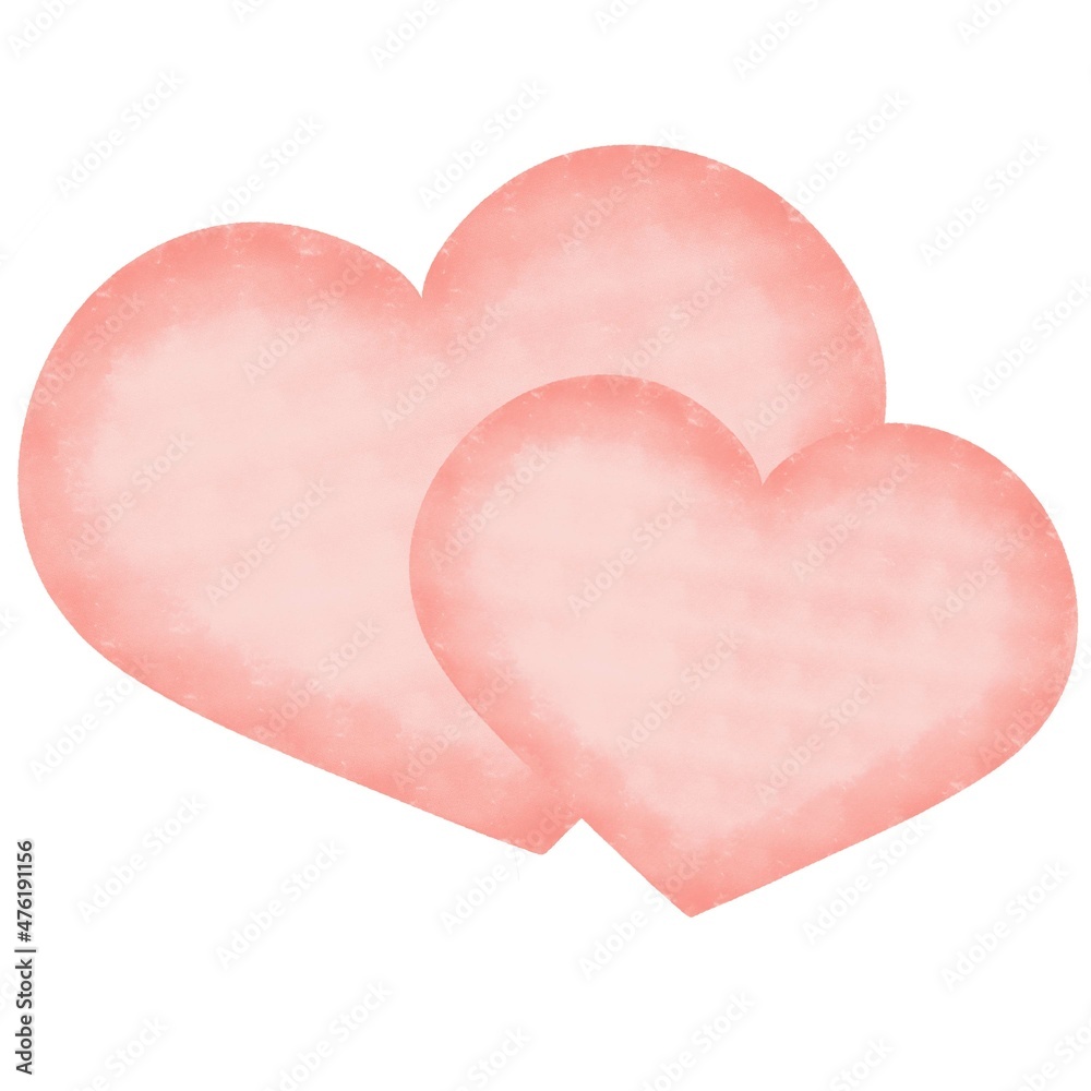A pair of pink hearts. Watercolor decoration. Decor for cards for Valentine's Day. Bridal hearts