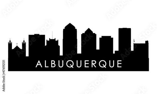 Albuquerque skyline silhouette. Black Albuquerque design isolated on white background. photo