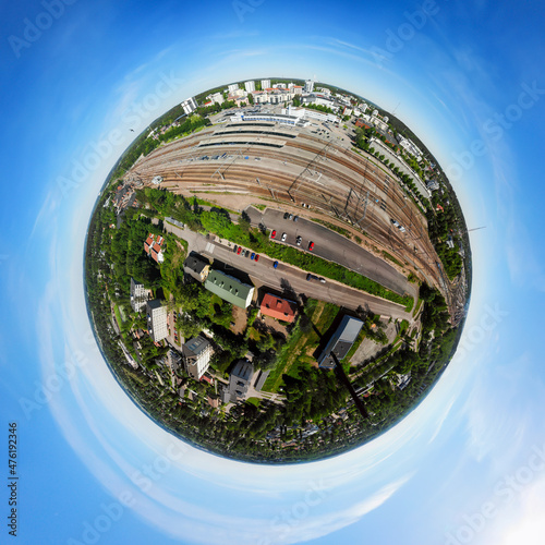 Wallpaper Mural A three dimensional aerial panoramic view of Kouvola railway station and city center. Torontodigital.ca