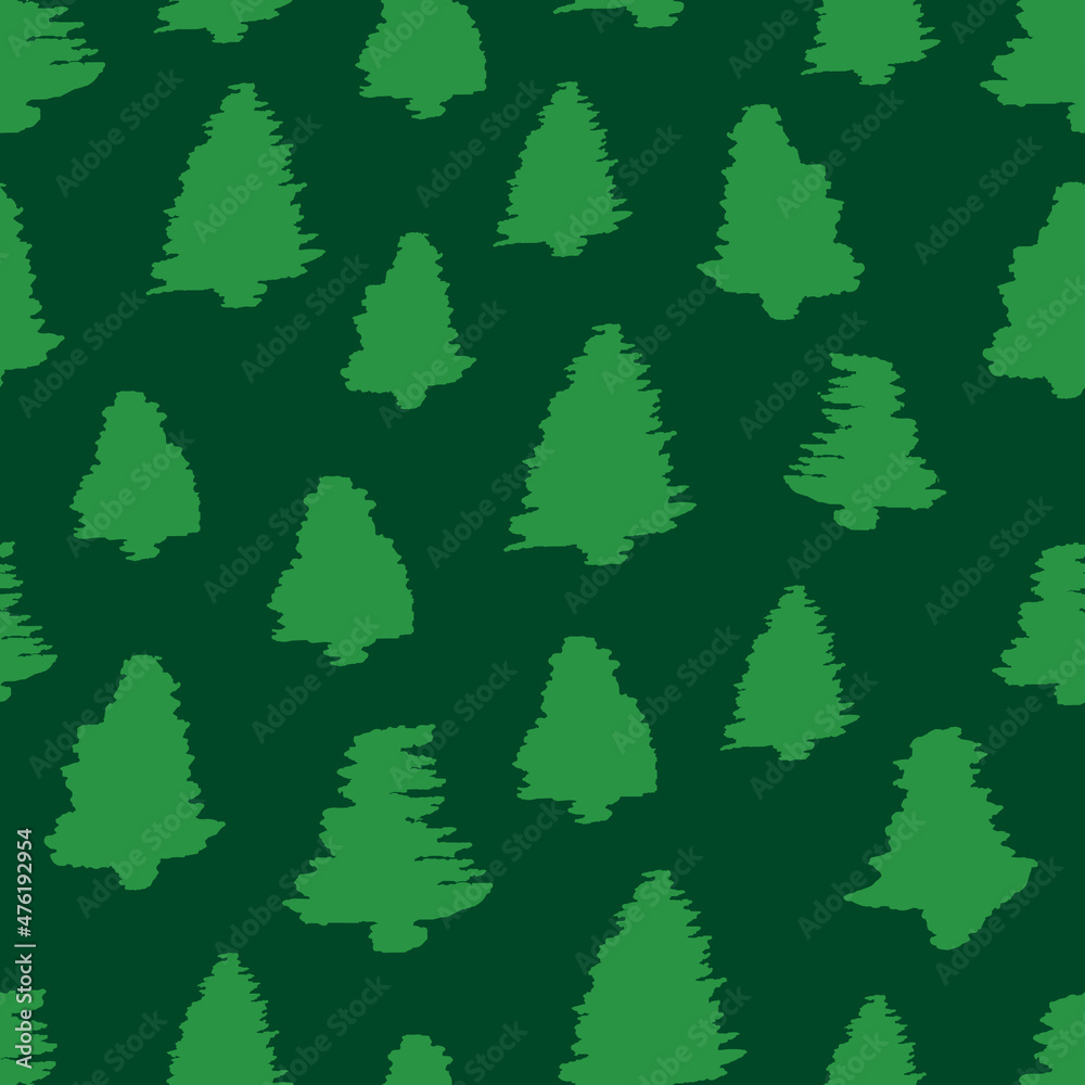 Green Pine Tree Seamless Pattern Background