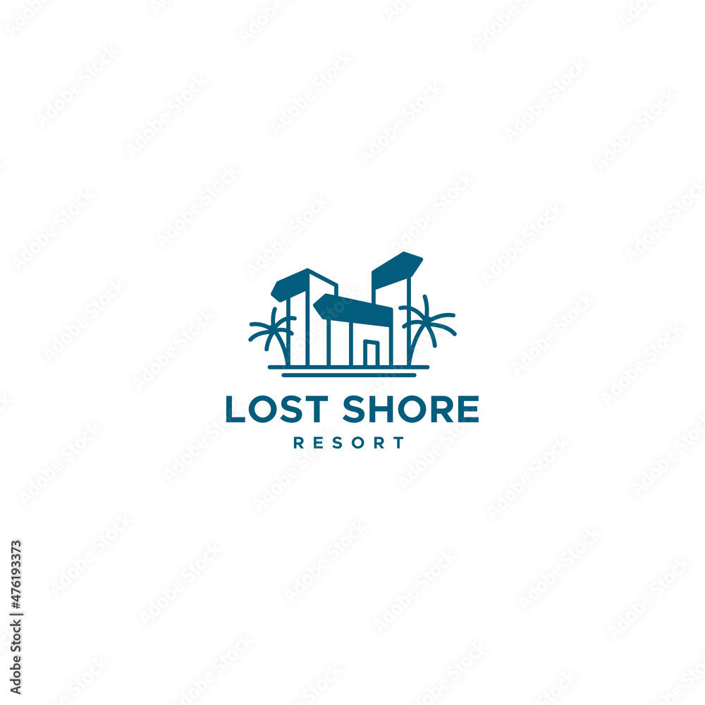 Minimalist simple Lost Shore Resort logo design