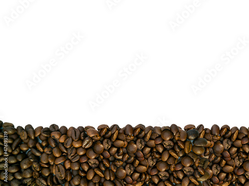 coffee beans isolated on white and copy space above © sutthichai