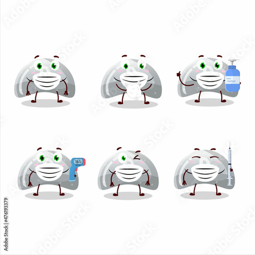 A picture of curve white gummy candy cartoon design style keep staying healthy during a pandemic