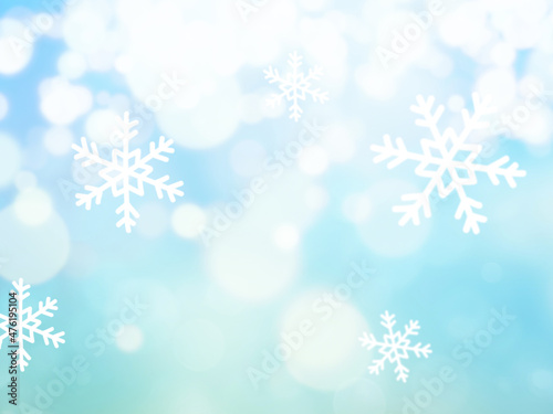 Snowflake and white bokeh background.