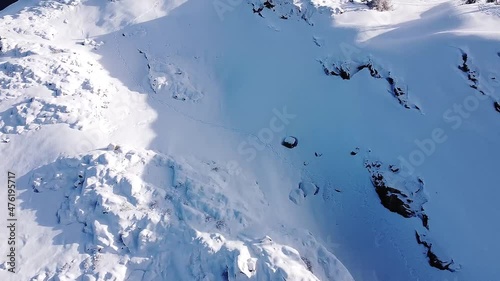 Top Down Aerial of Snow Capped Mountains of Vancouver Island, Mount Gibson, Canada