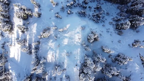 Top Down Snow Capped Mountains of Vancouver Island, Mount Gibson, Canada