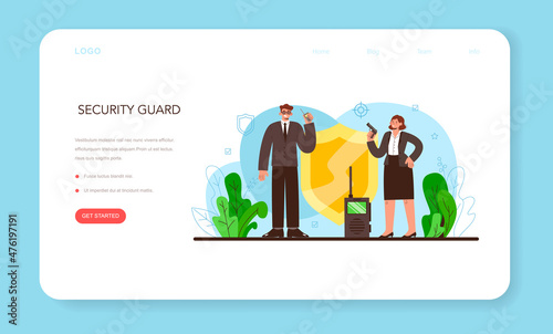 Bodyguard web banner or landing page. Surveillance and ptrotection