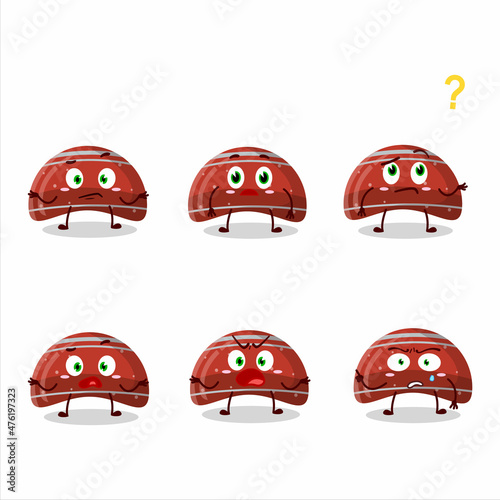 Cartoon character of curve red gummy candy with what expression