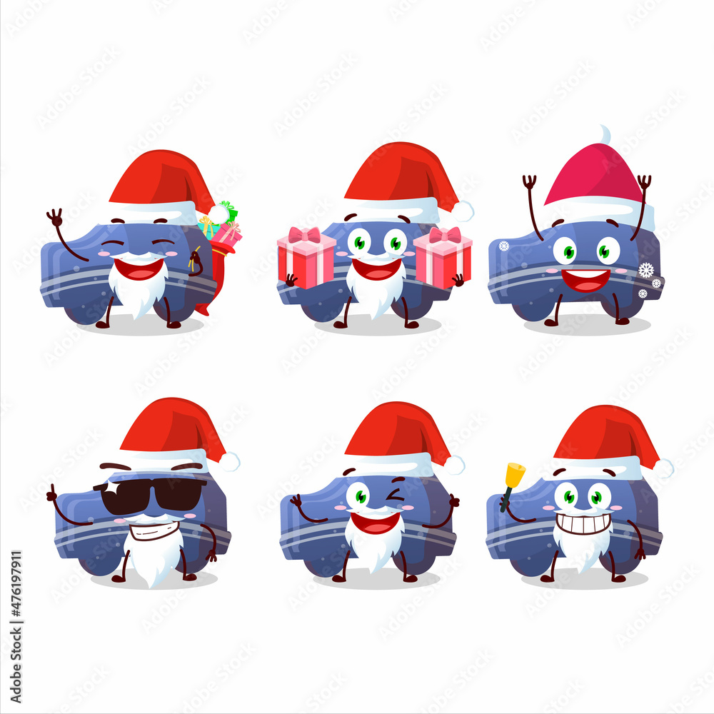 Santa Claus emoticons with blue car gummy candy cartoon character