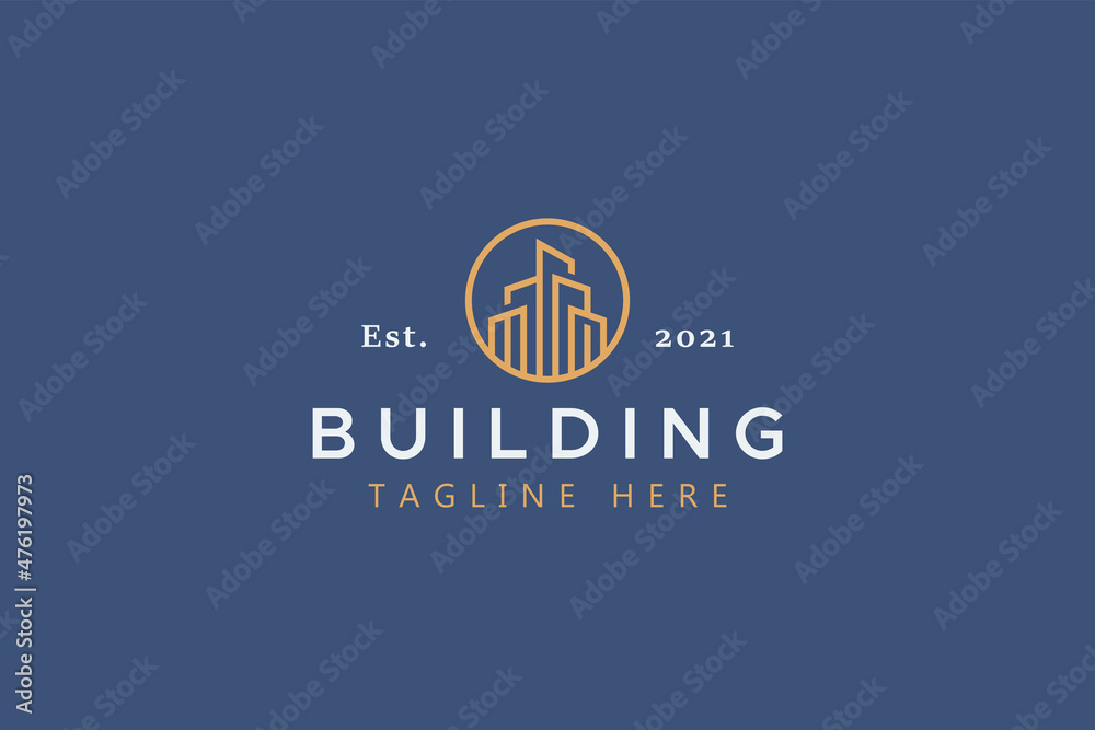 Fototapeta premium Skyscraper Tower Shape Logo. Real Estate Business. Architecture Creative Idea Branding Design Template.