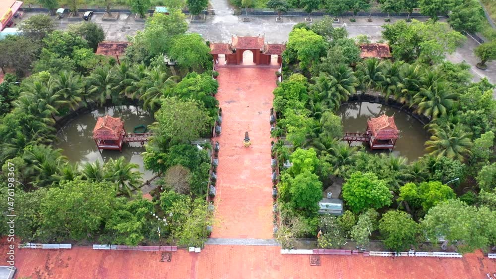 Aerial view of the largest Buddhist temple in Can Tho city, Vietnam