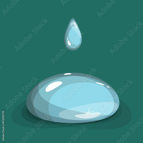 Water drop on a green background. Vector illustration