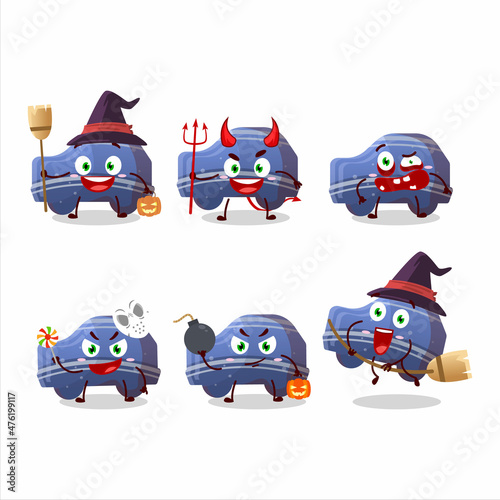 Halloween expression emoticons with cartoon character of blue car gummy candy