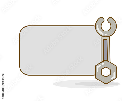 blank note board with wrench vector illustration