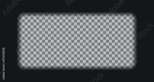 Old frame. Vintage cinematic border. Black video photo reel on transparent background. Close-up cinema strip with slide. Retro camera roll. Negative of filmstrip. Vector illustration.