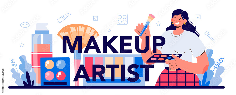 Make up artist typographic header. Professional artist doing a beauty