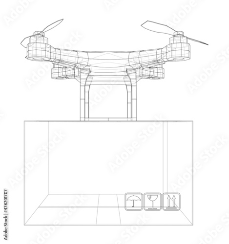 Murais de parede Delivery drone concept outline