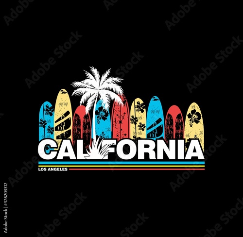 Vector illustration on the theme of CALIFORNIA,LOS ANGELES beach, Sport typography, t-shirt graphics, print, poster, banner, flyer, postcard photo