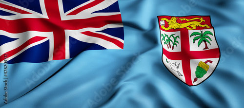 Waving flag concept. National flag of the Republic of Fiji. Waving background. 3D rendering.