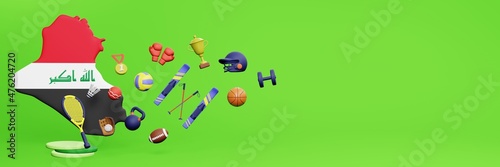 3d rendering of sports equipment in Iraq for website cover