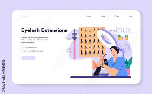 Lashmaker web banner or landing page. Eyelash extension, eyelashes