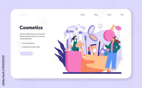 Make up artist web banner or landing page. Professional artist