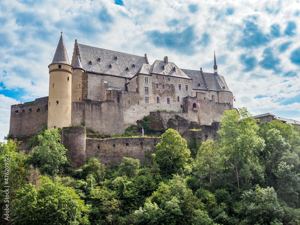 Vianden castle between forest, Luxembourg