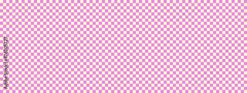 Checkerboard banner. Violet and Beige colors of checkerboard. Small squares, small cells. Chessboard, checkerboard texture. Squares pattern. Background.