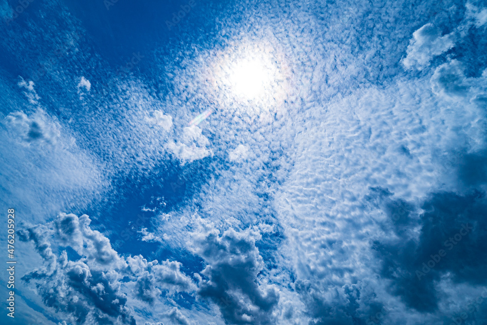 Beautiful sky with white cumulus clouds in the wind Beautiful sky with white cumulus clouds in the wind