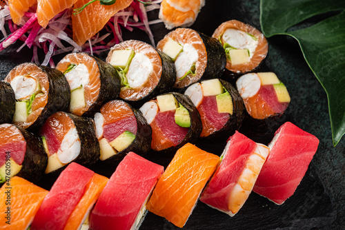 sushi on the stone background photo