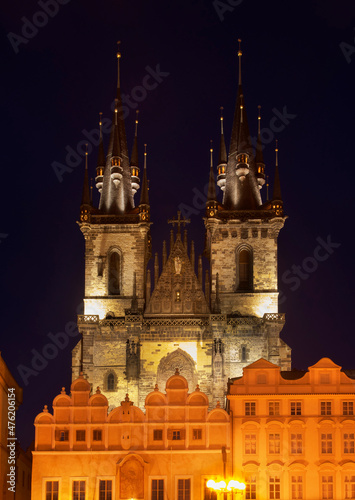 Church of Mother of God before Tyn at Old Town square in Prague. Czech Republic