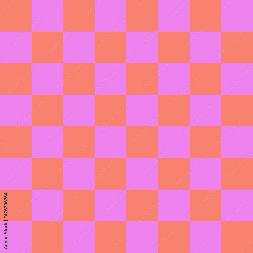 Checkerboard 8 by 8. Violet and Salmon colors of checkerboard. Chessboard, checkerboard texture. Squares pattern. Background. Checkerboard 8 by 8. Violet and Salmon colors of checkerboard. Chessboard, checkerboard texture. Squares pattern. Background.
