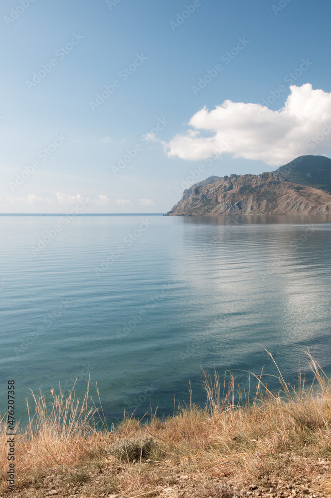 Landscape view of Black Sea coastline near Koktebel resort village in Crimea, Russian Federation