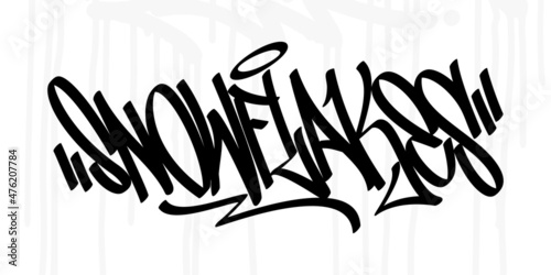 Abstract Urban Street Art Graffiti Style Hand Written Word Snowflakes Vector Illustration Art