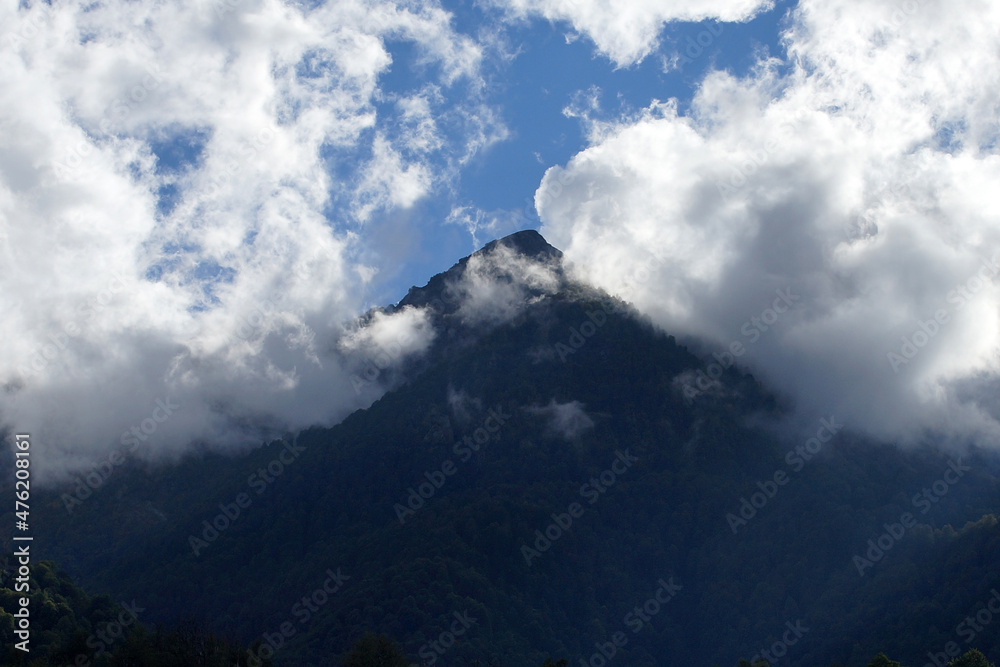 Fototapeta premium Mountain landscape. Rosa Khutor. Krasnaya Polyana. Russia. Sochi. Autumn 2021.