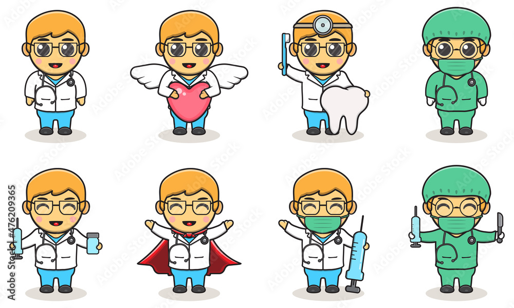 Illustrations of Cute Boys with Doctor costume. Smiling little Boy dressed as doctors. Adorable kids doctor set. Illustrations of Cute Boys with Doctor costume. Smiling little Boy dressed as doctors. Adorable kids doctor set.