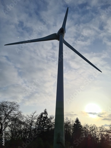 Wind turbine in the evening sun landscape photo