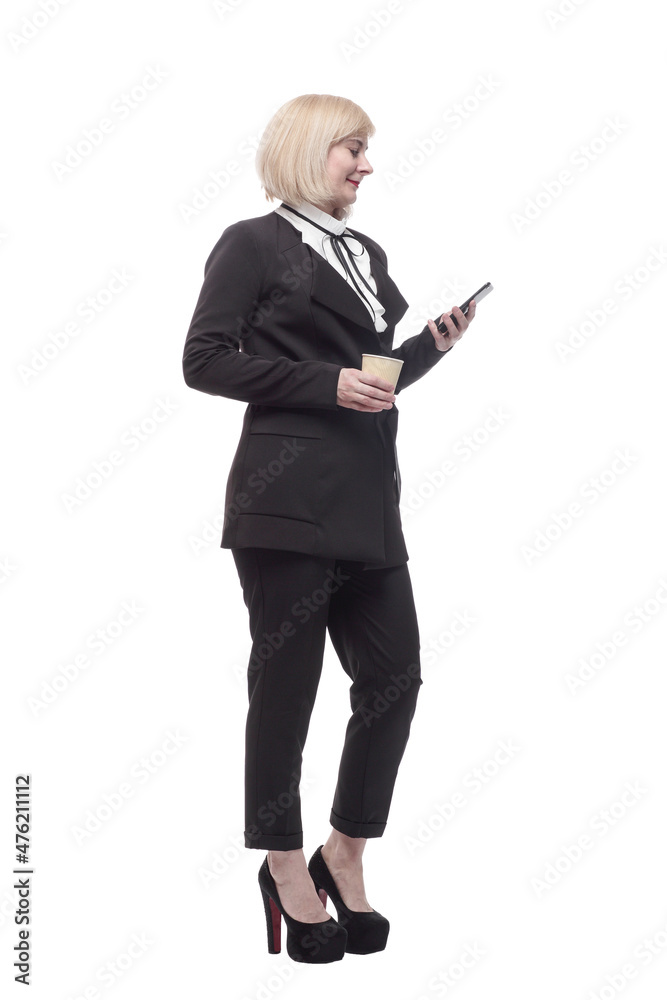 business woman with a smartphone and takeaway coffee. business woman with a smartphone and takeaway coffee.