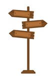 wooden road sign with signs in different directions